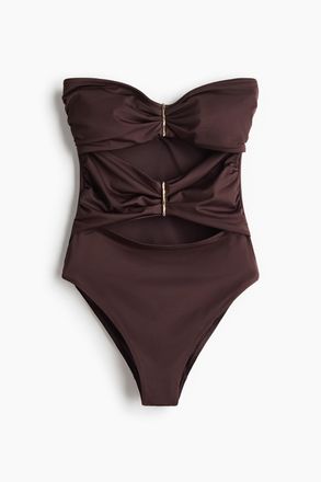 H&M Bandeau-Badeanzug mit wattierten Cups - Dunkelbraun