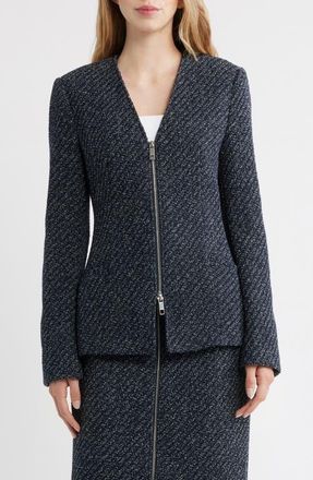 BOSS Jia Zip Tweed Jacket in Open Miscellaneous at Nordstrom, Size 14