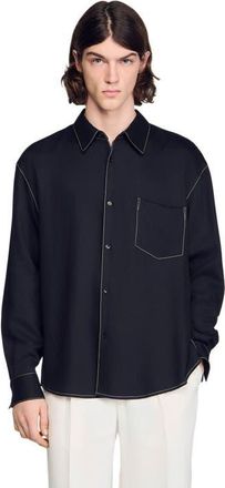 Sandro Loose-fit shirt in Black at Nordstrom, Size X-Small