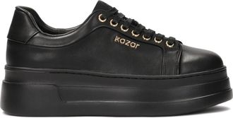 Kazar Leren sneakers op een dikke rechte zool - Dames - Sneakers - Zwart - 41 EU - Leer - Schoenen