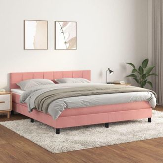 vidaXL Vidaxl - Cama Box Spring Con Colch&oacute;n Terciopelo Rosa 160x200 Cm