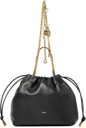 Chlo&eacute; Icons Chain Drawstring Shoulder Bag - female - Chlo&eacute; - Bucket Bags - Black - ONE SIZE - Bags