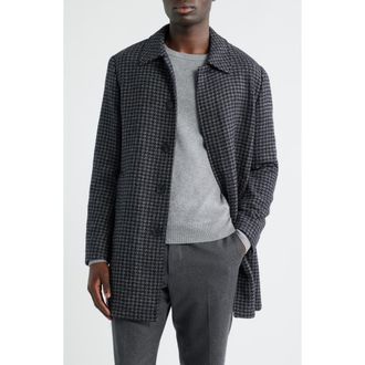 Nordstrom Tweed Mac Coat in Brown- Navy Tweed Tooth at Nordstrom Rack, Size Xx-Large