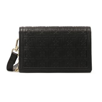 Kazar Tassen, Dames, Zwart, ONE Size, Leer, Zwarte monogram handtas met riem en ketting