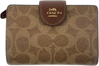 Coach Pre-owned Wallets, female, Beige, Size: ONE SIZE Pre-owned Signature PVC Leather Wallet