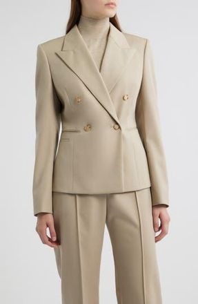 BOSS Jiamia Double Breasted Virgin Wool Blazer in Pumice at Nordstrom Rack, Size 10