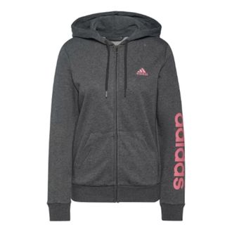 adidas (WMNS) adidas Essentials Logo Full-Zip Hoodie Asia Sizing Grey Pink H07750