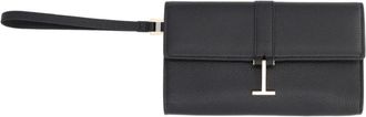 Tom Ford Black Metallic Clasp Calf Leather Wallet