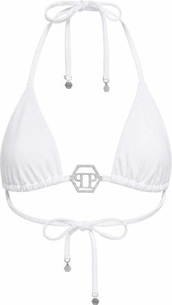 Philipp Plein Crystal Hexagon Triangle Bikini Top - Dames - Bikinis - Wit - M - Badmode