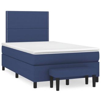 vidaXL Cama Box Spring Con Colch&oacute;n Tela Azul 120x190 Cm Vidaxl