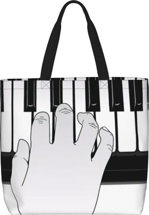 Generic Women Handbag Music Note Piano Pattern Ladies Shopping Shoulder Bag Lightweight Reusable Shopping Bags, For Daily, Christmas, Gym, School, Birthday