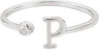 Adornia Cubic Zirconia Initial Adjustable Band Ring in Silver-P at Nordstrom Rack