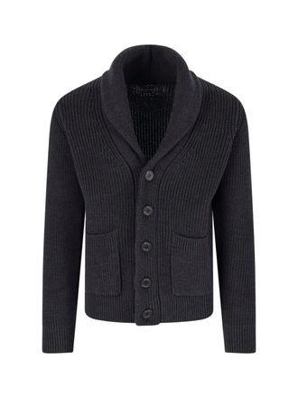Drumohr Merino Wool Cardigan with Shawl Collar and Ribbed Details
