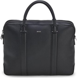 BOSS Structured-leather document case with double handles