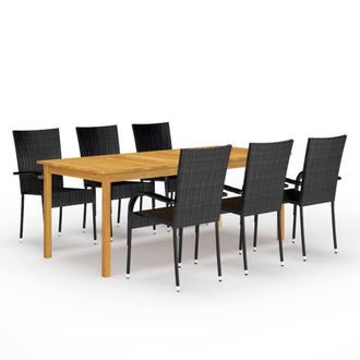 Berkfield Home 7 Piece Garden Dining Set Black
