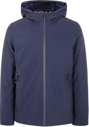 Roberto Ricci Design Minimalist Deep Blue Hooded Jacket With Zippered Pockets