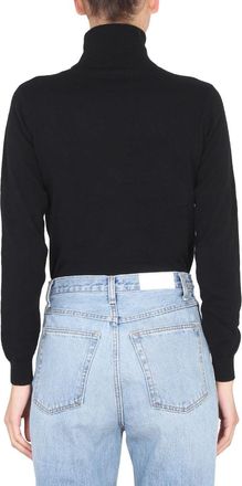 Ballantyne Cross-Neck Ribbed Turtleneck - Black