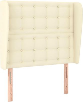 vidaXL Cabecero Con Orejas Cuero Sint&eacute;tico Color Crema 93x23x118/128cm Vidaxl
