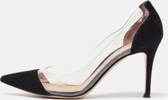 Gianvito Rossi Black Pvc And Suede Plexi Pointed Toe Pumps