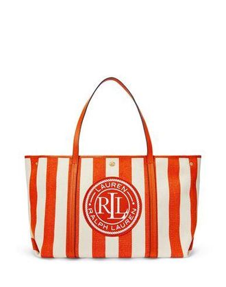 Ralph Lauren STRIPED HERRINGBONE LARGE EMERIE TOTE