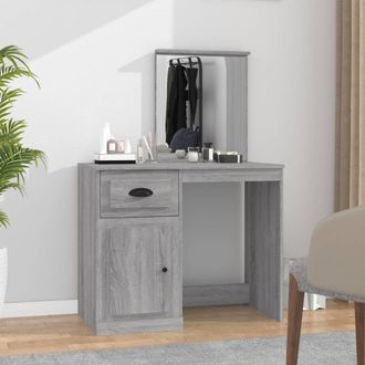 Berkfield Home Dressing Table with Mirror Grey Sonona 90x50x132.5 cm Engineered Wood