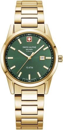 Swiss Alpine Military Damenuhr Argos goud groen 34mm 7767.1114 - Dames - Horloges - Geel - ONE Size - Accessoires