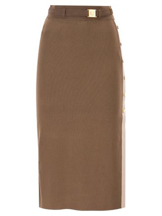 Elisabetta Franchi Knitted Skirt With Shiny Viscose Bands