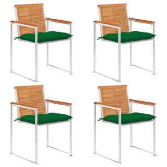 vidaXL Sillas De Jard&iacute;n Y Cojines 4 Unidades Madera Maciza De Acacia Vidaxl