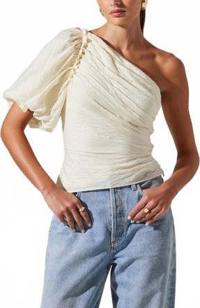 Astr Gidget One Shoulder Top In Cream