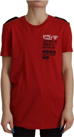 Dolce & Gabbana Rood Grafisch T-shirt - Dames - T-shirts - Rood - 2XS - Katoen - Tops