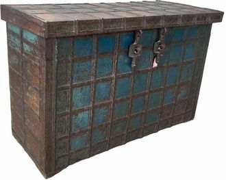 Wanderlust Deco Ba&uacute;l De Madera Acabado Artesanal Marr&oacute;n 147x48x99h Cm