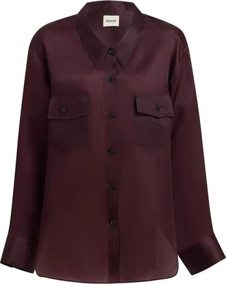 Khaite Bordeaux Shirt Matte Finish Borstzakken - Dames - Overhemden - Rood - M - Organza - Overhemden