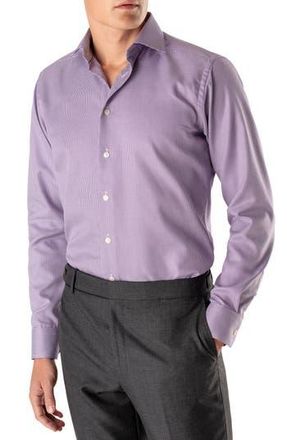 Eton Slim Fit Houndstooth Cotton Dress Shirt in Purple at Nordstrom Rack, Size 16