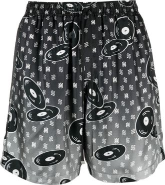 Amiri X Browns Falling Records Silk Shorts - Mens - Silk