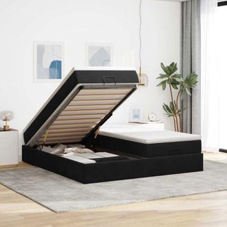 vidaXL Vidaxl - Estructura De Cama Otomana Colchones Terciopelo Negra 180x200cm