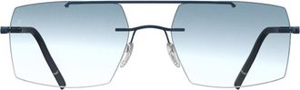 Silhouette The Dawn Demo Rimless 5573/OP 4545 Mens Sunglasses Blue Size 58