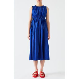 L.k. Bennett Lea Sleeveless Tie Waist Cotton Midi Dress in Ultra Blue at Nordstrom Rack, Size 12 Us / 16 Uk