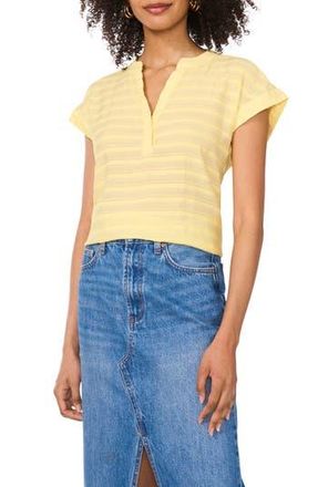 Vince Camuto Textured Stripe Popover Top in Yellow Rose at Nordstrom Rack, Size Large