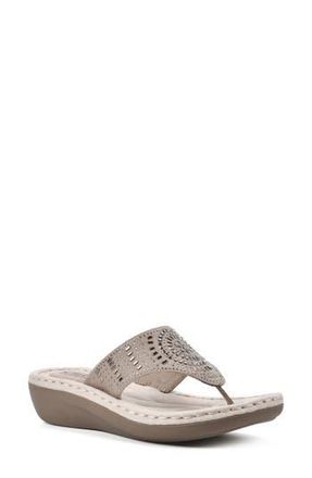 White Mountain Cienna Thong Sandal - Wide Width in Stone Fabric at Nordstrom Rack, Size 6.5