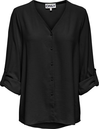 Only Shirtbluse ONLY ONLJANA METTE V-NECK LS SHIRT NOOS WVN, Damen, Gr. XL, schwarz, Web, Obermaterial: 100% Polyester, unifarben, regular fit normal, V-Au