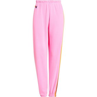 Aviator Nation Stripe Sweatpants in Light Pink/Green White at Nordstrom, Size X-Small