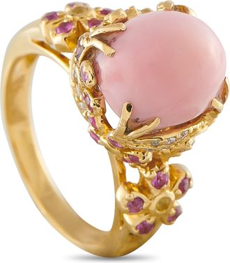 Luxury Bazaar 18K Yellow Gold Diamond and Conch Pearl Ring MF18-050126