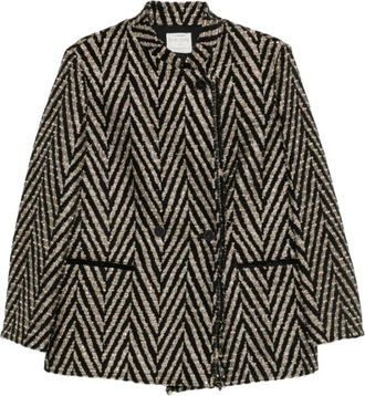 Forte_Forte Jassen, Dames, Zwart, XS, Chevron Dubbelknoopjas