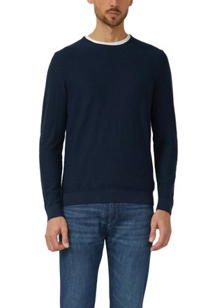 s.Oliver Strickpullover S.OLIVER, Herren, Gr. 3XL, navy, Strick, Obermaterial: 100% Baumwolle, unifarben, regular fit normal, Rundhals, Rippstrickb&uuml;ndchen, Pul