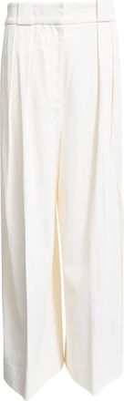 Khaite Pleated Wide-Leg Trousers in White Viscose
