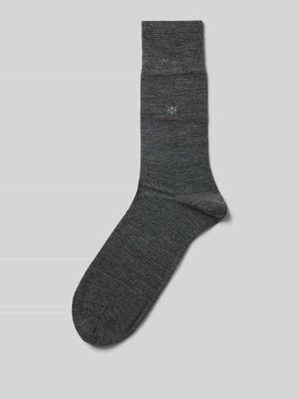Burlington Socken aus Schurwoll-Mix mit Logo-Stitching Modell Leeds in Anthrazit, Gr&ouml;&szlig;e 40-46