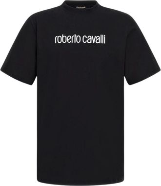Roberto Cavalli T-shirt met logo - Heren - T-shirts - Zwart - M - Katoen - Tops