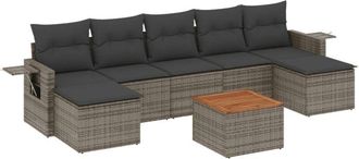 vidaXL Vidaxl - Set De Sof&aacute;s De Jard&iacute;n 8 Pzas Y Cojines Rat&aacute;n Sint&eacute;tico Gris