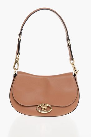 Valentino Leather Shoulder Bag with Logo Buckle Valentino