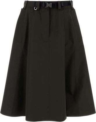 Prada Dark Grey Solid Midi Skirt